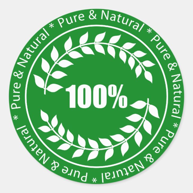 100 % ren och naturlig teckenmärkning runt klistermärke (Framsida)