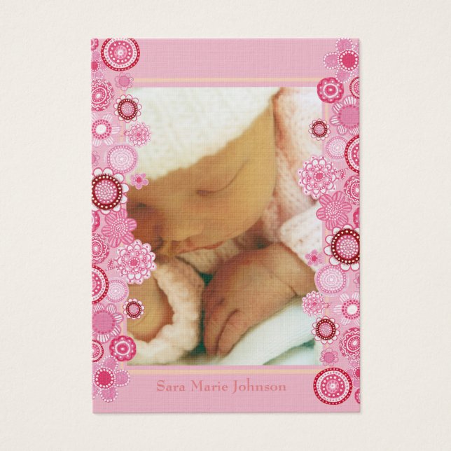 100 Rosa Delight Baby Birth Anouncement Card Visitkort (Framsidan)
