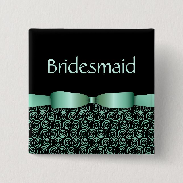 100 Rosettes Bröllop Bridesmaid Buttons - Aquamari Knapp (Framsida)