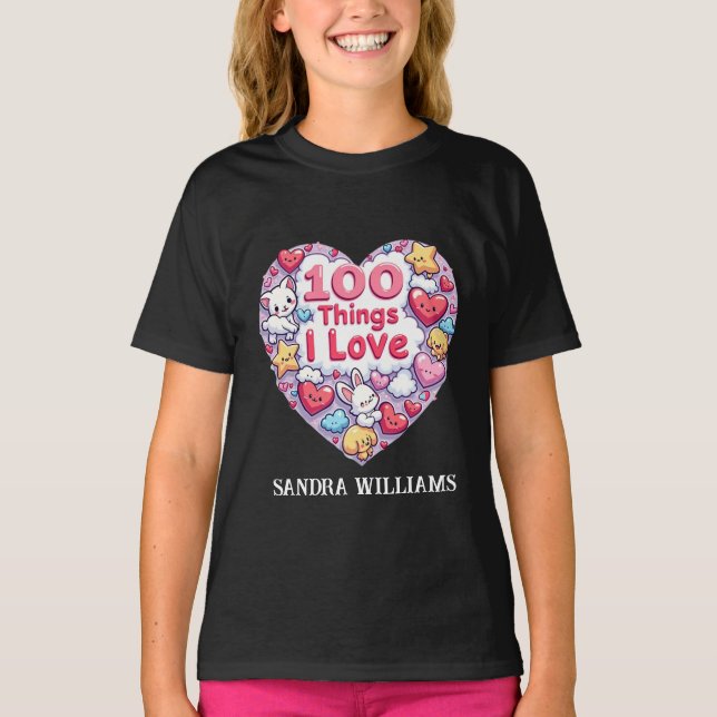 100 Sak I Kärlek" Kawaii Design - Cute T Shirt (Framsida)