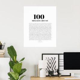 100 saker jag älskar med dig Anpassningsbar gåva Poster