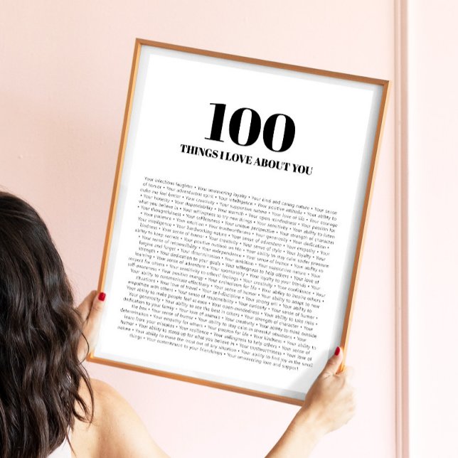 100 saker jag älskar med dig modern minimalist poster (Skapare uppladdad)