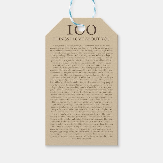 100 saker jag älskar med dig present som kan anpas presentetikett (Framsidan)