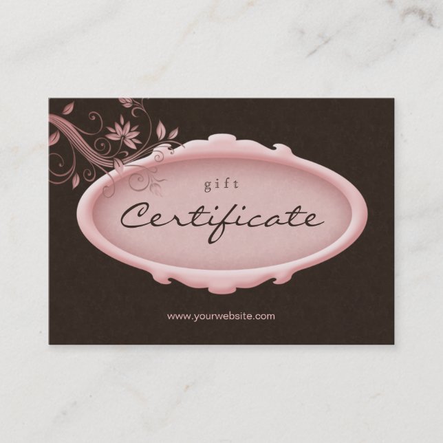 /100 Salon Gift Certificate Spa Blommigt Rosa Brow Rabattkort (Framsida)