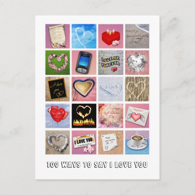 100 sätt att säga att jag kärlek dig vykort (Framsida)