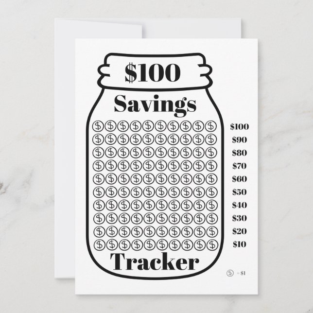$100 Savings Tracker Mason Burk budgetmål Lakan Inbjudningar (Framsida)