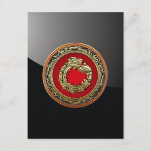 [100] Serpent Gud Quetzalcoatl [Guld] Vykort