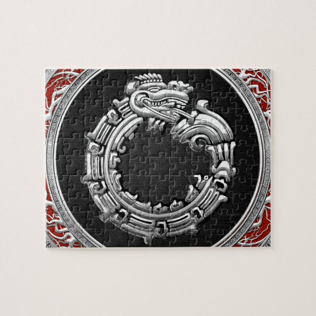 [100] Serpent Gud Quetzalcoatl [Silver] Pussel (Horisontell)