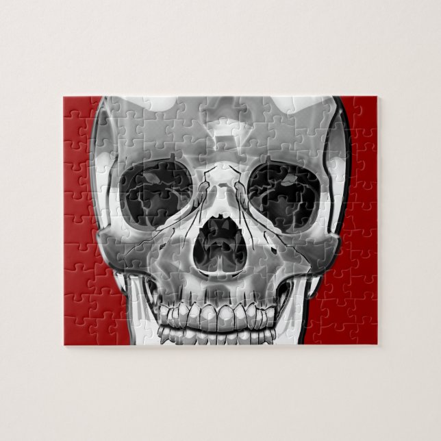 [100] Silver Human Skull Pussel (Horisontell)