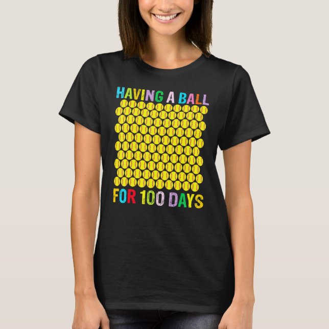 100 skoldag 2022 Softball 100 dagar Scho T Shirt (Framsida)