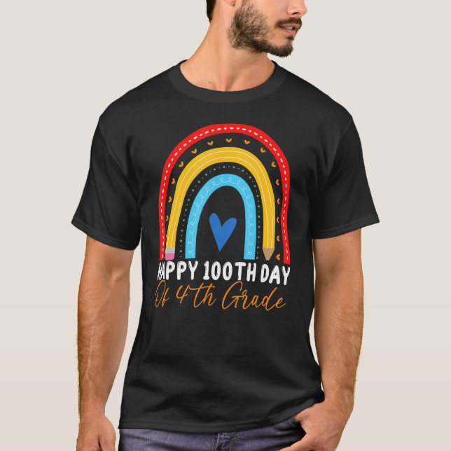 100 skoldag 4:e Klass-regnbåge 100 dagar T Shirt (Framsida)