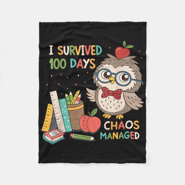 100 skoldag - jag Överlevt 100 dagar - Chaos Fleecefilt (Framsidan)