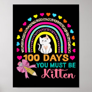 100 skoldagar du måste vara kattunge katt 100:e. poster