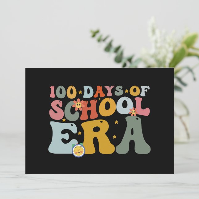 100 skoldagar Era Groovy lärare barn Inbjudningar (Stående Fram)