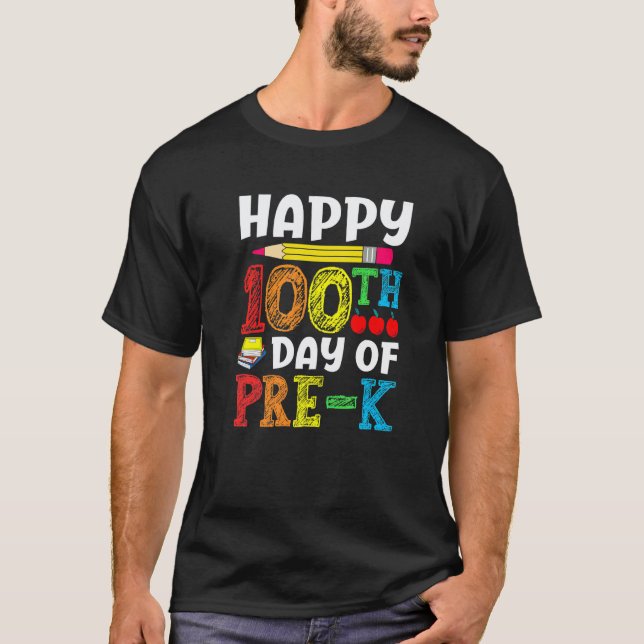 100 skoldagar för barn och förskolelärare t shirt (Framsida)