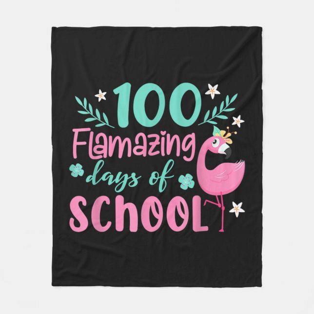100 skoldagar | Funny Flamingo Fleecefilt (Framsidan)