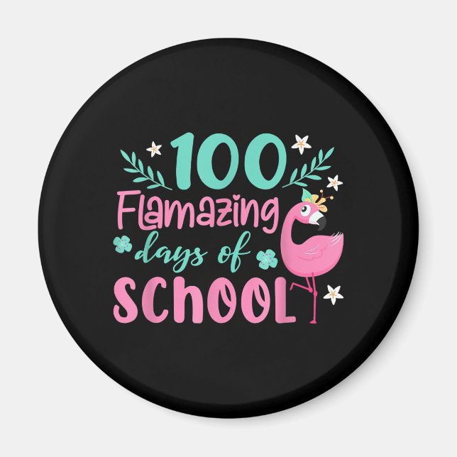 100 skoldagar | Funny Flamingo Magnet (Framsidan)