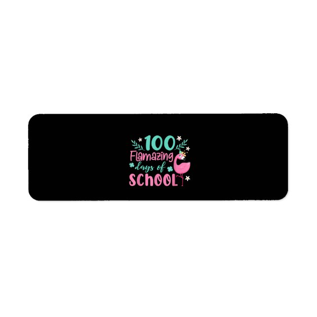 100 skoldagar | Funny Flamingo Returadress Etikett (Framsidan)