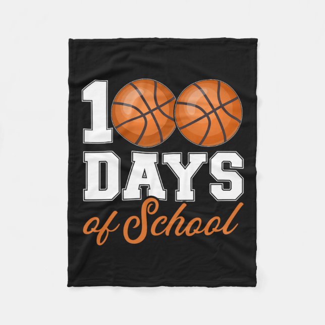 100 skoldagar i 100 dagars Basketball Studen Fleecefilt (Framsidan)
