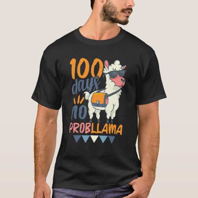 100 skoldagar i Llama, ingen probllama T Shirt (Framsida)