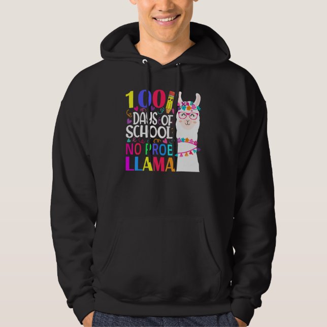 100 skoldagar Inga problem lama Lama lärare och Hoodie (Framsida)
