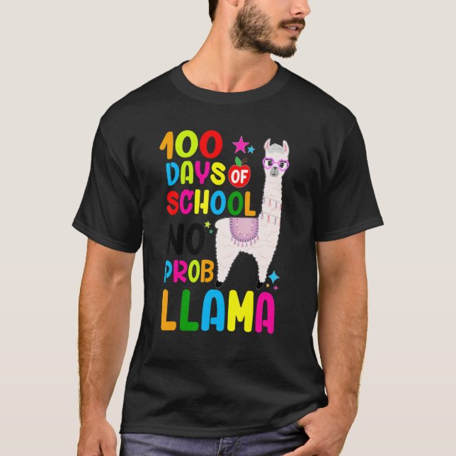 100 skoldagar ingen Prob-llama lama lärare 100 T Shirt (Framsida)