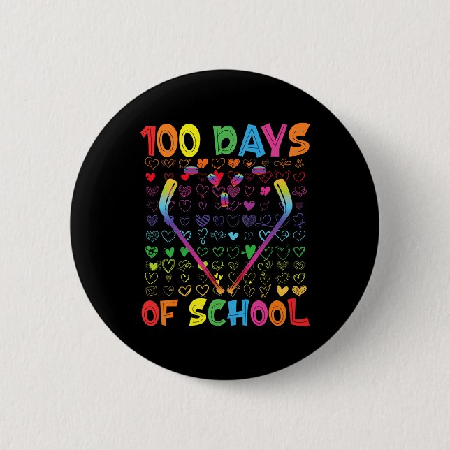 100 skoldagar Ishockeyklubbor Pojkar Flickor 10 Knapp (Framsida)