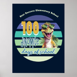 100 Skoldagar Rolig Cool Dinosaur Skola Poster