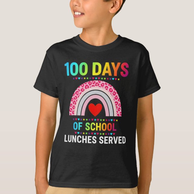 100 skoldagar serverade regnbågslunch La T Shirt (Framsida)