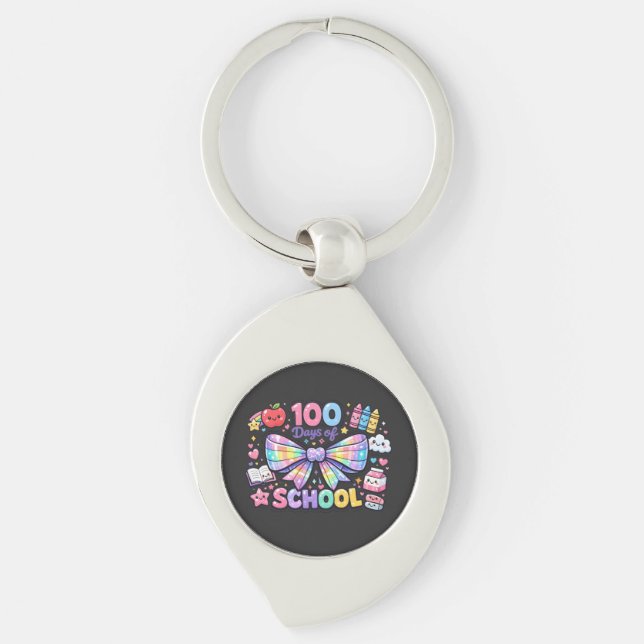 100 skoldagar  swirl silverfärgad nyckelring (Framsidan)