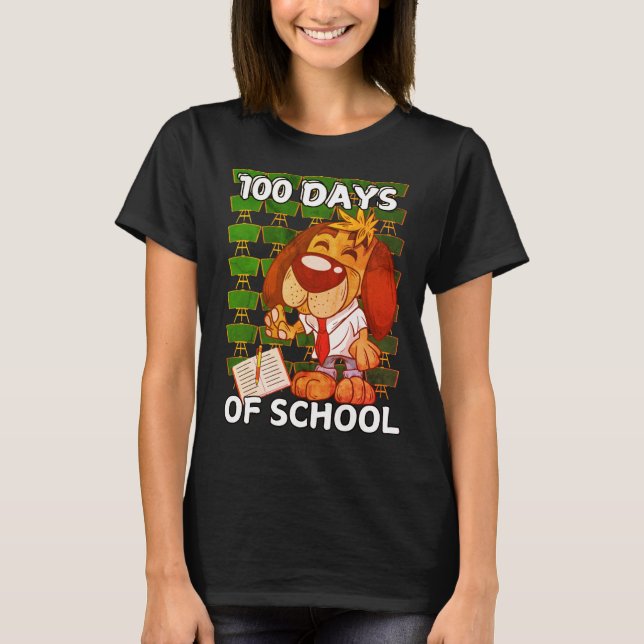 100 skoldagar, tema Student hund älskare T Shirt (Framsida)