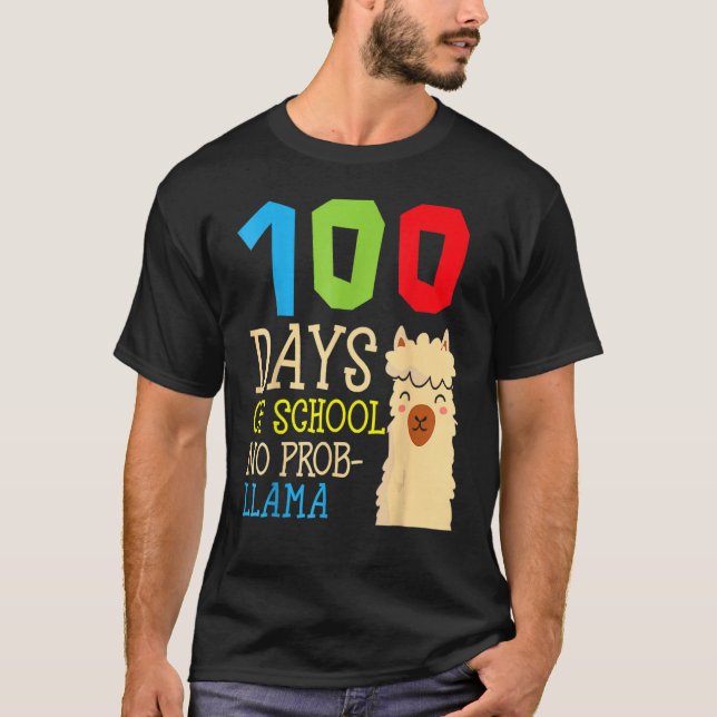 100 skoldagar utan Prob Llama, Cute Alpaca Stude T Shirt (Framsida)
