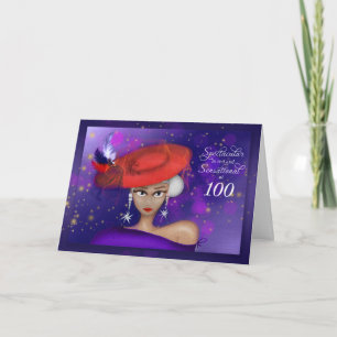 100 Spectacular Sensational Red Lila Birthday Kort