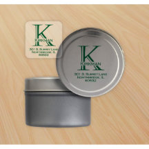 100 Stampade monogram kvadratiska Returetiketter