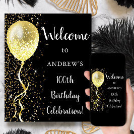 100 | Svart och Guld Glitter-födelsedag Poster