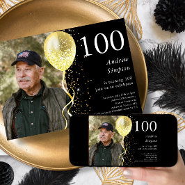 100 | Svart och Guld Glitter fotodag Inbjudningar