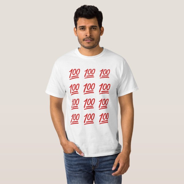 100 TÄND SKJORTA EMOJI AVFYRAR T-SHIRT (Hel framsida)