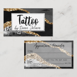 100 Tatto Artist Möte Reminder Black Guld Visitkort