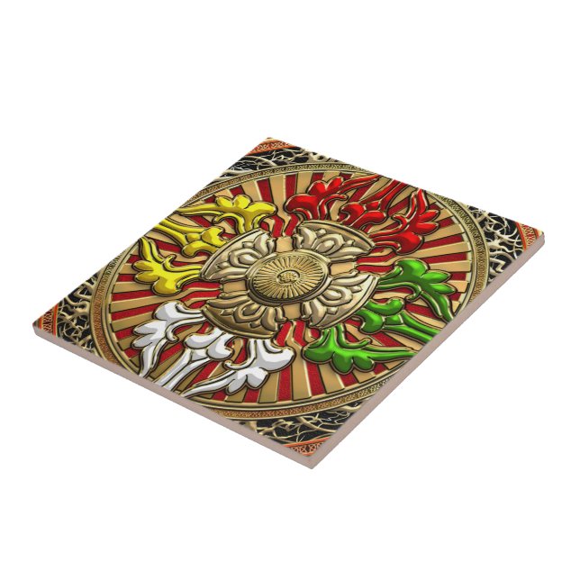 [100] Tibetansk Dubbla Dorje Mandala Kakelplatta (Sidan)