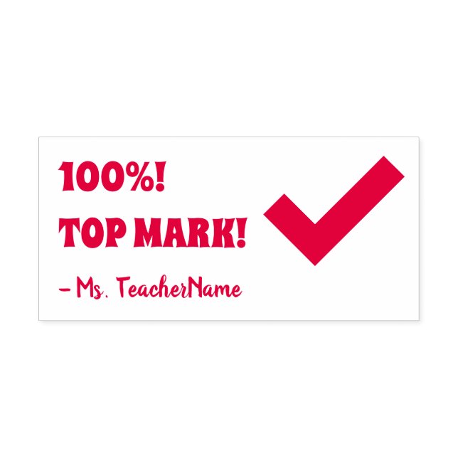 100 %! TOP MARK!" Tilldelsmärkning Rubber Frimärke Självfärgande Stämpel (Design)