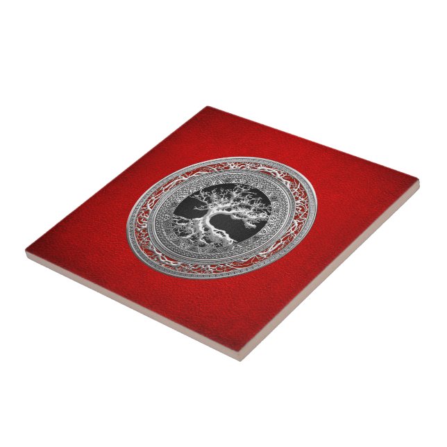 [100] Treasure Trove: Celtic Livets träd [Silver] Kakelplatta (Sidan)