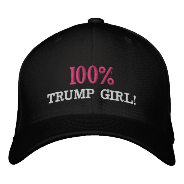 100% TRUMP GIRL Embroiderat Hat Broderad Keps (Framsida)