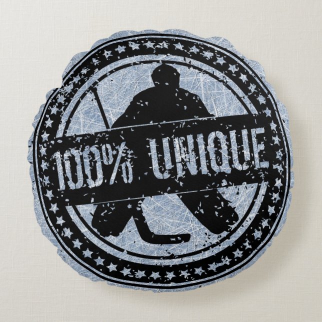 100 % unik hockey Goalie Round Pillow Rund Kudde (Framsidan)