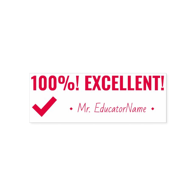 "100%! UTMÄRKT!" Instruktörsgummistämpel Självfärgande Stämpel (Design)