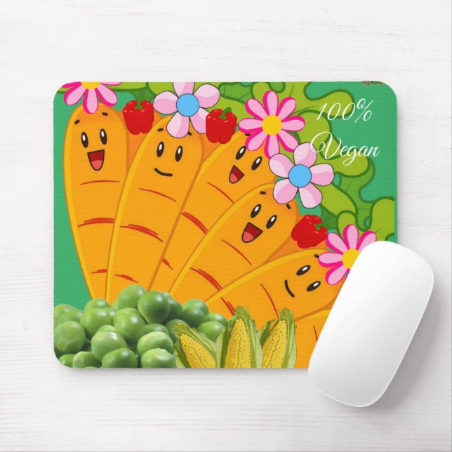 100 % Vegan Carrots Peas Mouse Pad! Muspets Musmatta (Med mus)