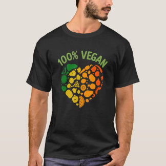 100 Vegan Colorful eart coola Vegan fruits veggies T Shirt