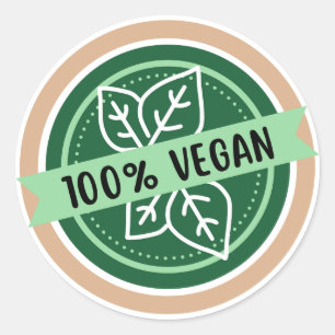 100 % Vegan, endast Vegan-ingredienser Runt Klistermärke