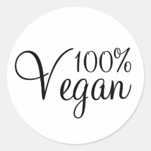 100 % Vegan-fästare Runt Klistermärke