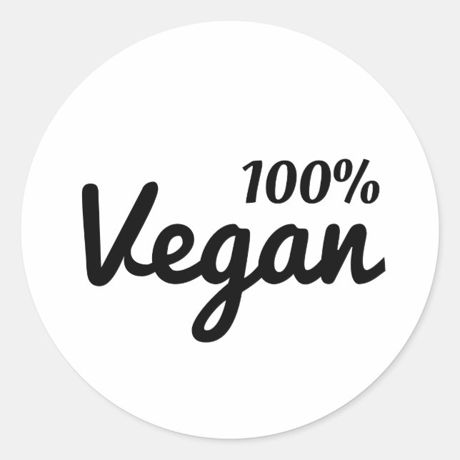 100% Vegan Oval Stickers Runt Klistermärke (Framsida)