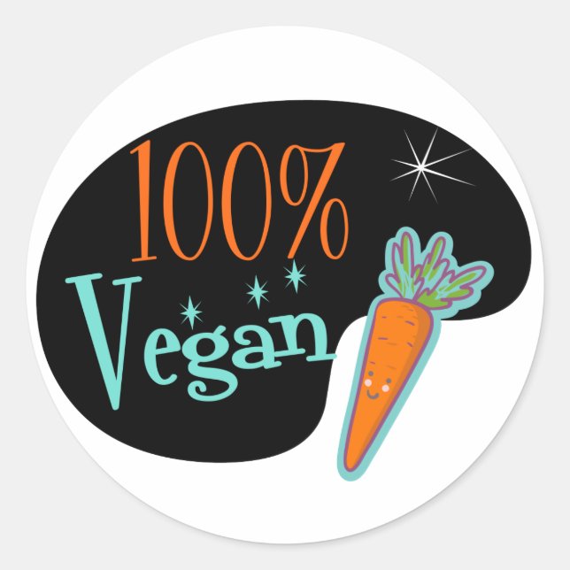 100 % Vegan Runt Klistermärke (Framsida)